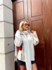 Women S Solid Cashmere Cardigan With Scarf Fashion V Neck Long Sleeve Pockets Knit Jumpers Ladies Autumn Street Knitwears