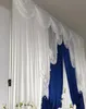 Hochzeitshintergrund-Dekorationsvorhang, 3 m H x 3 m, Eisseide, weiße Drapierung, Königsblau85311687762761