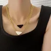 Womens Mens Luxury Designer Necklace Chain Fashion Jewelry Black White P Triangle Pendant Design Party gold Hip Hop Punk Men Neckl265x