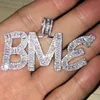 Nom personnalisé Baguette lettres Hip Hop pendentif avec chaîne de corde or argent Bling zircone hommes bijoux 2269193