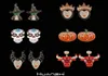 Stud Huanzhi Halloween Dripping Oil Zircon Pearl Pumpkin Skeleton Witch Stud Earring 2208261056016