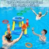 Party Balloons 2in1 Outdoor Inflatable Basketball Hoop Ring Swimming Pool Throwing Ferrule Game Set Floating Water Activity toy 231212