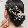 Mode parels metalen bloemen bladeren bruids headpieces haarclips goud zilveren vrouwen haarband tiara bruiloft haaraccessoires voor bruid cl3057