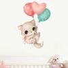 1pc Hand-paint Cute Baby Cute with Balloons Heart Shape Wall Stickers Baby Nursery Wall Decals for Kids Room Bedroom Home Decor