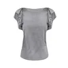 Dames T-shirts Damesshirt Zomermode Dames Tops Ruche mouwen Ronde hals Korte mouw Trui Jurk Swing Tuniek