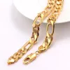 moda prosta męska 18K 100% solidna złota płaska krawężnik łańcucha łańcucha Link