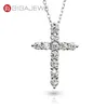 GIGAJEWE Totale 1,1 ct 3 mm X 11 Taglio rotondo VVS1 Collana con ciondolo Moissanite in argento 925 Croce religiosa Regalo fidanzata GMSN-0261034055