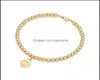 Perlé 100 925 Sterling Sier Tag amour Original classique en forme de coeur or rose perle Bracelet femmes bijoux cadeaux personnalité goutte D1844229