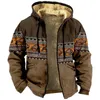 Vestes pour hommes Vintage hiver pour hommes Bison Print Design veste de moto décontracté à manches longues manteaux mâle polyvalent sweats à capuche 231212