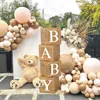 Julekorationer Träkorn Baby Shower Box Balloon Boxes 1st Birthday Party Decor Kids Teddy Bear Boy Girl Kön Reveal 231213