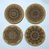 Tapis de Table 1/2/4 pièces, Design Mandala nordique créatif, sous-verres en bois de forme ronde sans support, tapis de tasse en liège