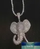 الهيب هوب AAA Zirconia Zirconia Pave bling Iced Out Elephant Animal Pendants Necklace for Men Women Fashion Jewelry Color6843147