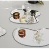 Estatuetas decorativas criativo contratado yeli lente copo esteira de vidro almofada isolamento jóias decoração placa de artigos café tomando