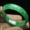 Bracciale rigido in giada verde ghiaccio smeraldo certificato da 59 mm fatto a mano G04258T