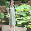 エスニック服中国語スタイルのフラワーガールレトロレースチョンサムエレガントキッズ長袖QIPAO CHILDRE PARTYイブニングドレスビンテージベスティドス