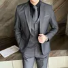 Бутик этнической одежды, однотонный мужской повседневный офисный деловой костюм, комплект из трех и двух предметов, свадебное платье для жениха, пиджак, жилет, брюки 231212