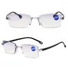 Sunglasses Classic Ultralight Rimless Reading Glasses Men Women Blue Light Blocking Magnification Eyewear Vintage Presbyopia Eyeglasses