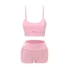 Yoga Outfits GeweYeeli Women Sexy Strap Sports Short Pants Bra Set Running Fitness Sportswear