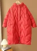 Parkas femme Janveny femmes ample Long manteau 90% blanc canard doudoune femmes hiver femme pardessus hiver à capuche bouffant plume Parkas 231212