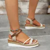 Wedge Platform 2024 Fashion Sandals Summer Buckle Open Toe Shoes Outdoor Comfortable Casual Beach Women's 43 81918 46232