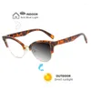 Lunettes de soleil Mode Marque Design Rétro Cat Eye Métal Rond Grandes Femmes Cadre Pochromique Anti Blue Ray Prescription Femal Lunettes de Lecture