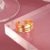 Anelli a grappolo VENTFILLE Anello aperto in argento 925 color oro per donna INS Nicchia Onda irregolare Superficie di sabbia Ampia tagliatella Regalo di compleanno per feste