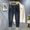 Calças de brim masculinas negócios casual outono/inverno estiramento reto moda clássico cinza azul calças jeans masculinas