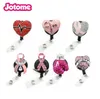 10PCSlot Mix Style Medical YoYo Reticable Badge Pull Reel Nurse Breast Cancer Awareness Pink Ribbon ID Working Holder1443152