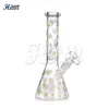 10 tum vattenpipa bägare vattenrör pyrex glasrör med blommönster dekaler 5 mm tjock 14 mm fog blandade färger