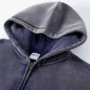 Hoodies masculinos na moda inverno batik lavado velo para homens mulheres unisex solto grosso quente 360gsm zíper casacos de camisola com capuz