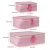Cosmetic Bags Seersucker Stacking Set Packing Cube Soft Bag Striped Storage Holder Make Up For Women With Zipper
