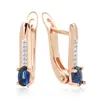 Dangle Earrings Kinel Luxury 585 Rose Gold Color Silver Plated For Women Blue Natural Stone Vintage Bride Wedding Daily Fine Jewelry