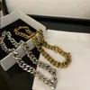 21SS Design italien B Collier de lettre en métal version large chaîne épaisse rétro bijoux pour hommes et femmes hip hop Street acce211D