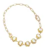 GuaiGuai Jewelry Cultured White Keshi Flower Pearl Gold Color Plated Link Chain Choker Necklace Handmade For Women Real Gems Stone5674255