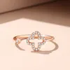 S925 Sterling Silver Sweet Hollow Clover Designer Rings for Women Love Lovely Luxury Rose Gold Elegant Crystal cz Zircon Diamond Ring Jewelry