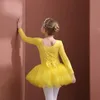 Abbigliamento da ballo Ragazze Balletto Danza Tutu Vestito Bambini Maniche corte lunghe Tulle Bowknot Skate Ginnastica Natale Festa di compleanno Body Dancewear 231213