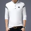 Herenpolo's Herfst Heren T-shirts met mandarijnkraag en lange mouwen Trend Slim Katoen Koreaanse stijl Poloshirt Etikettering Heren Tops voor de lente 4XL 231212