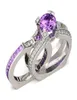 Bridal Ring Set Round Cut 925 Sterling Silver Top Selling Sparkling Jewelry Amethyst CZ Diamond Woemen Wedding Ring Set For Lovers5957100