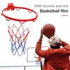 Balles 32 cm mural panier de basket-ball filet jante en métal suspendu panier basket-ball jante murale avec vis intérieur extérieur Sport 231213