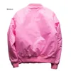 Men's Jackets Mens Pink Bomber Jacket Padded Jackets Zippered Sleeve Pocket Stand Collar Baseball Jacket Military Style Pink Coat 231212