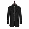 Men's Trench Coats Stylish Autumn Winter Double Collar Woolen Warm Long Coat Plus Size Windproof Jacket For Men M-4XL Grey Black Khaki