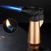 Portable Windproof Lighter Outdoor Barbecue Kitchen Cigar Igniter Metal Turbine No Gas Large Firepower Men's High End Gifts