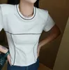 Nya modekläder CC Tops Fashion Designer Sticked Vest för kvinnor randig stickad kortärm