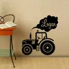 Autocollants muraux avec nom personnalisé, décoration de tracteur pour enfants, Art de chambre à coucher, autocollant personnalisé à la mode pour garçons, décoration de maison XL72