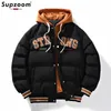 Herrenjacken Supzoom Ankunft Casual Stickerei Herren Winter Trendy Fake Zweiteiliger Kapuzenbrotanzug Paar Baumwolle gepolsterte Jacken und Mäntel 231212