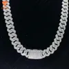 Fine Jewelry Necklaces 15mm 16/24inches White Color Moissanite Cuban Chain Custom Silver Plated High Quality 925 Silver Necklace