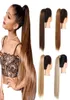 Straight Ponytail Hair Extension Clip in Fake Wig Hairpiece Synthetic Blonde Wrap Around Pigtail Long Smooth Overhead Pony Tail8476661