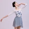 Etapa desgaste impresión mujer media manga ballet danza leotardos con cuello en v lycra diseño simple adulto dancewear gimnasia leotardo