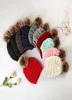 Filles tricoté Pom Poms chapeau 37 couleurs mode femme boule de fourrure chaud bonnets crâne casquette hommes en plein air Ski Crochet casquette LLA10224601256