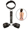 2022BDSM Bondage AntiBack Handcuff Collar Cuff Strap Slave Roleplay Leather Neck Bondage SM Games Handcuff Fetish Erotic Toy2986120